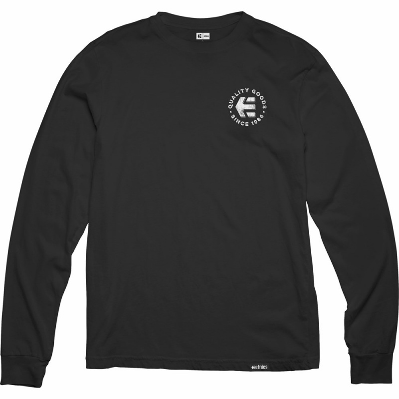Etnies Since 1986 L/S T-shirts Herren Schwarz Weiß | WUPTF0437