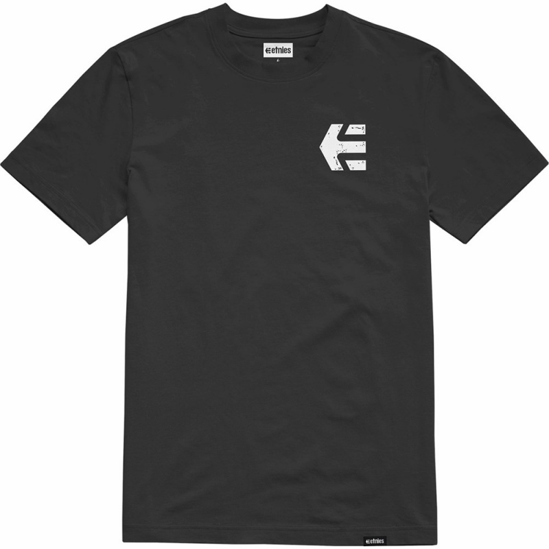 Etnies Skate Co T-shirts Herren Schwarz Weiß | XPSUA5271