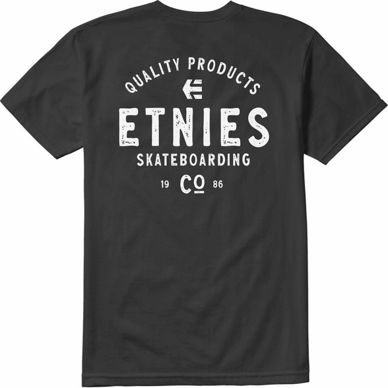 Etnies Skate Co T-shirts Herren Schwarz Weiß | XPSUA5271